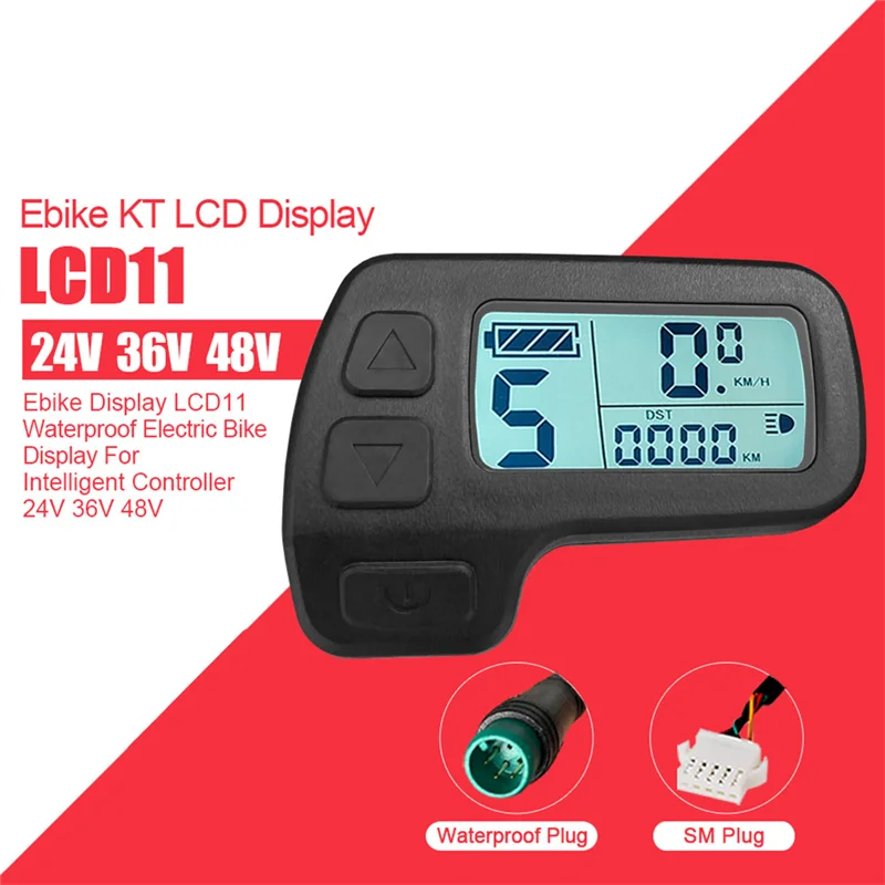 Ebike Display KT-LCD11 Mini Display 24V 36V 48V Waterproof Plug Electric Bike Display for Kunteng Controller Ebike Panel