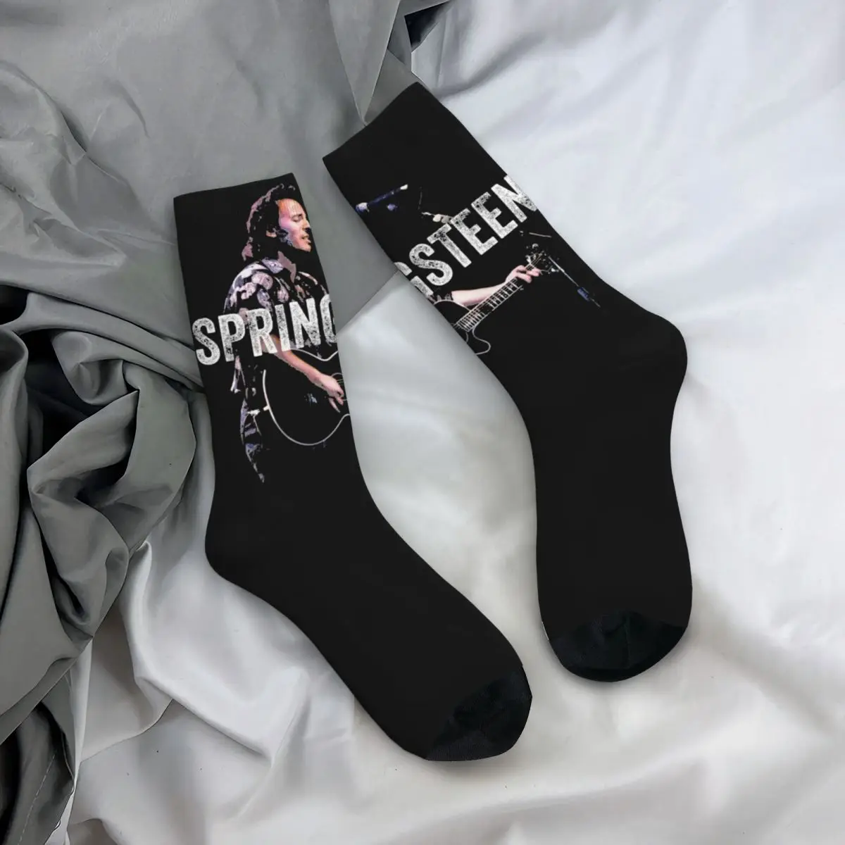 Casual Bruce Springsteen Rock Singer Design Basketball Crew Socks Accessories All Seasons Vintage Long Socks Sweat Absorbing