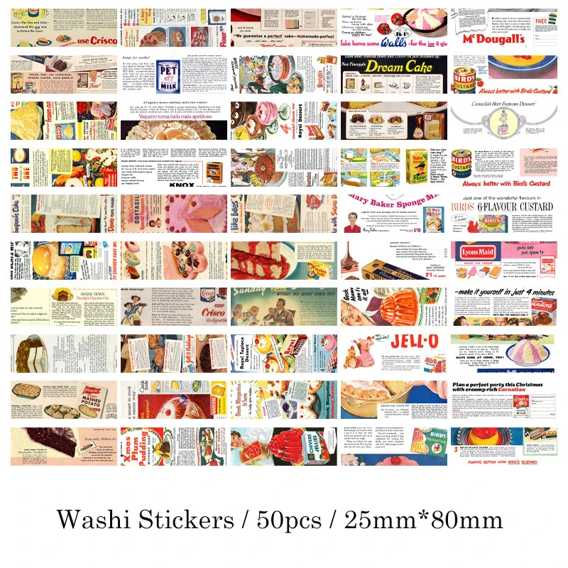 JIANQI 50pcs/pack Creative Ins Style Stickers Book DIY Scrapbooking Aesthetic Stationery Collage Junk Journal Decor Stickers