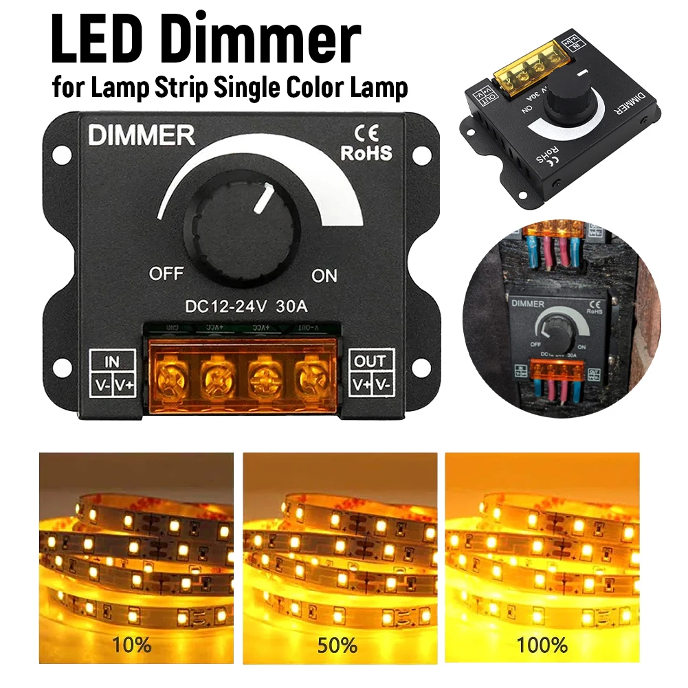 

Adjustable Brightness Dimmer Controller PWM Digital Stepless Dimming LED Dimming Controller for Lamp Strip Single Color Lamp