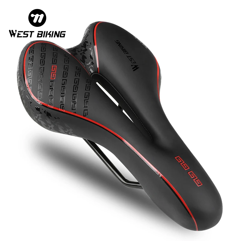 

WEST BIKING Bike Saddle MTB Mountain Road Bicyle Seat Hollow PU Leather Shock Absorbing Front Cushion Comfortable Cycling Saddle