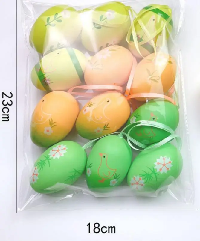 Easter Paint Eggs Hanging Plastic Egg with Rope Party Decoration Artificial DIY Decor For Easter Hunt Basket Fillers Gift 120pcs