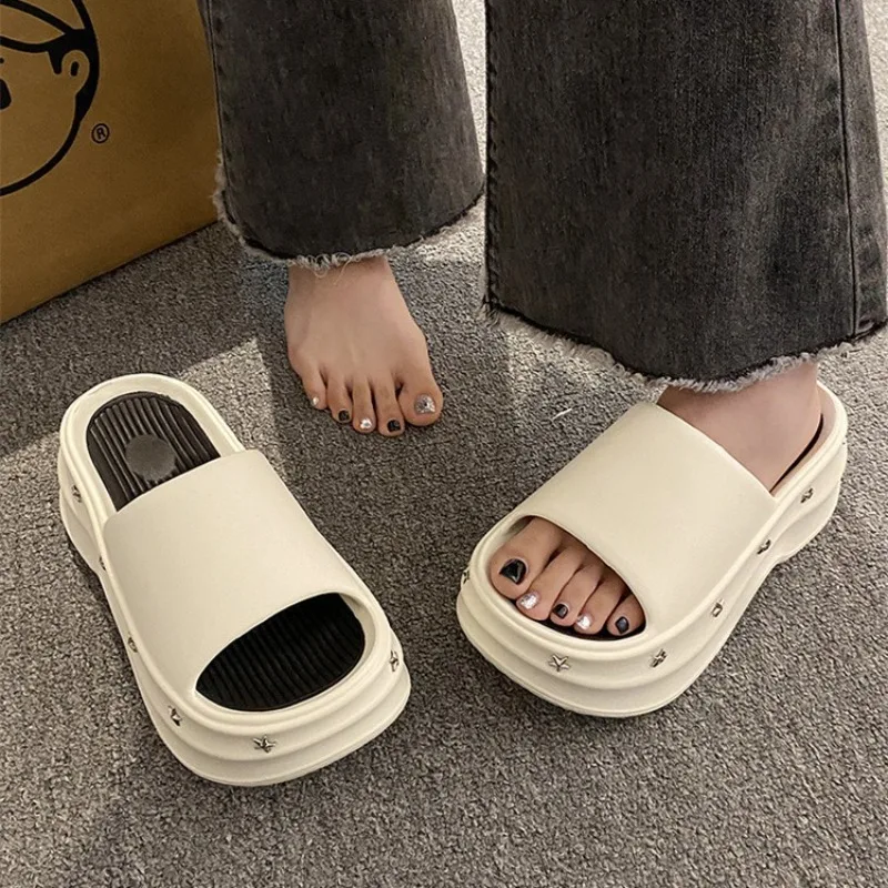 الصيف شبشب نسائي منصة صنادل شاطئ داخلي سحابة عدم الانزلاق الشريحة منزل الوجه يتخبط عالية الكعب الإناث السيدات لينة في الهواء الطلق