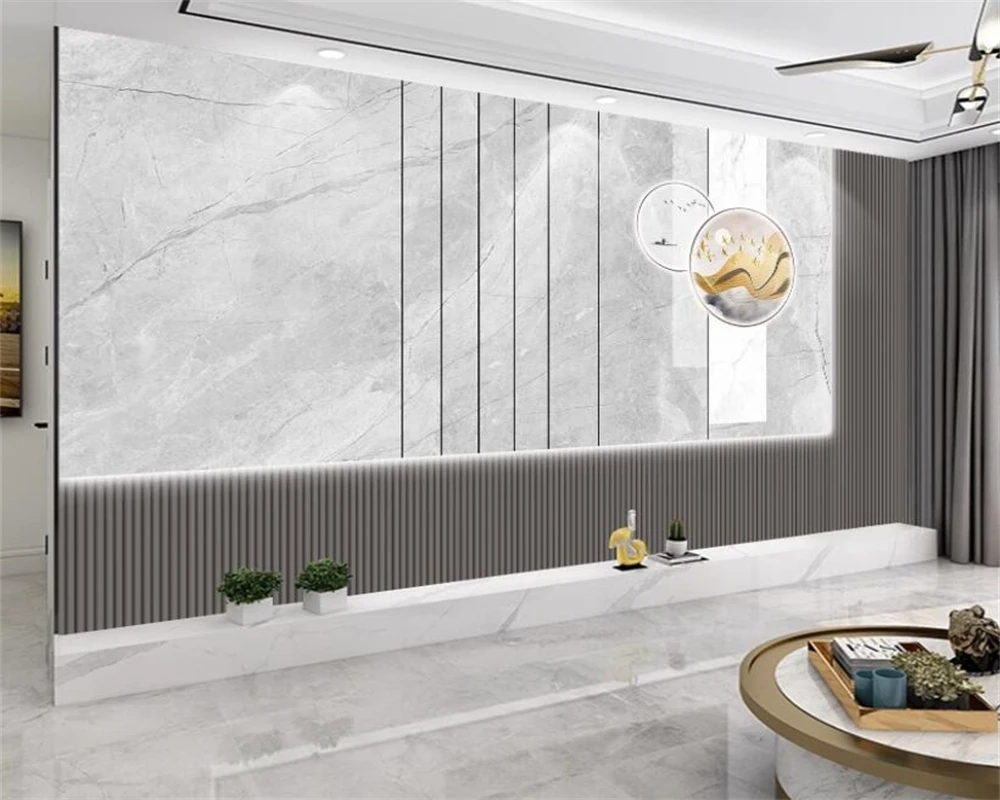 Beibehang خلفية تلفزيون حديثة مخصصة، شبكة خشبية جديدة، غرفة معيشة هندسية، أريكة، ورق حائط مزخرف