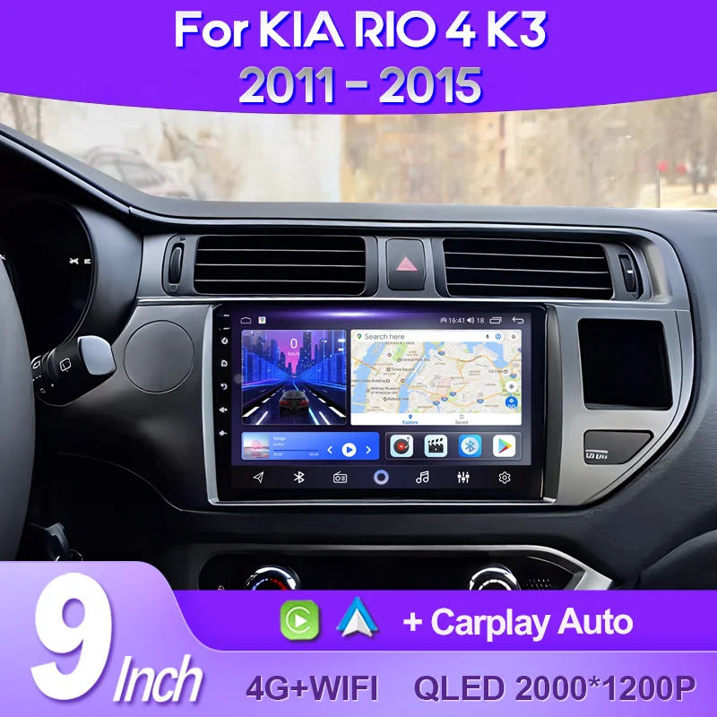 

QSZN For Kia RIO 4 K3 2011 - 2015 LHD 2K QLED Android 13 Car Radio Multimedia Video Player AI Voice CarPlay GPS Head Unit Stereo