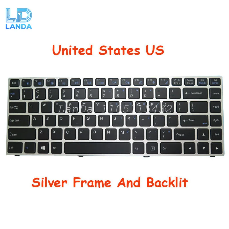 Laptop Backlit Keyboard For 한성컴퓨터 For Hansung TFG13 TFG134 TFG13S English US Black Without Frame Sliver Frame Gray Frame New