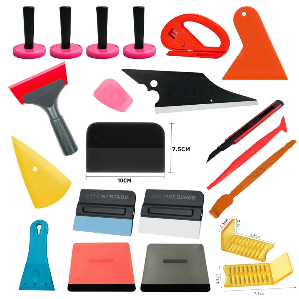 KUNAISI Car Wrapping Vinyl Tool Kit Window Film Tint Tools Car Wrap Sticks Edge Trimming Squeegee Tinting Felt Edge Squeegee
