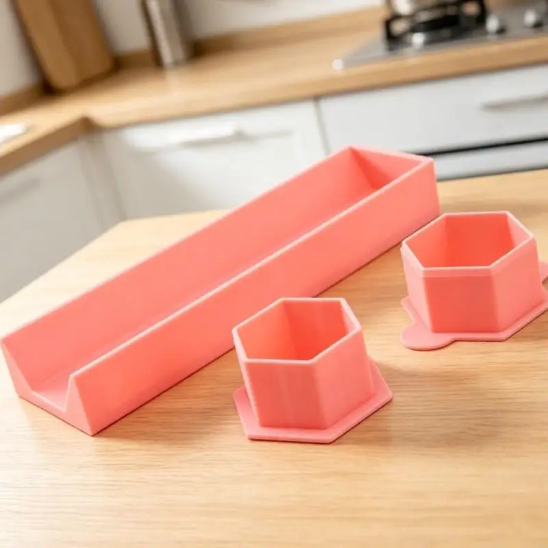 3D Printed Baking Molds Set Hexagon Cake Cutter and Pusher With Storage Tray For DIY Cookie Cakes And Dessert Making 37JD