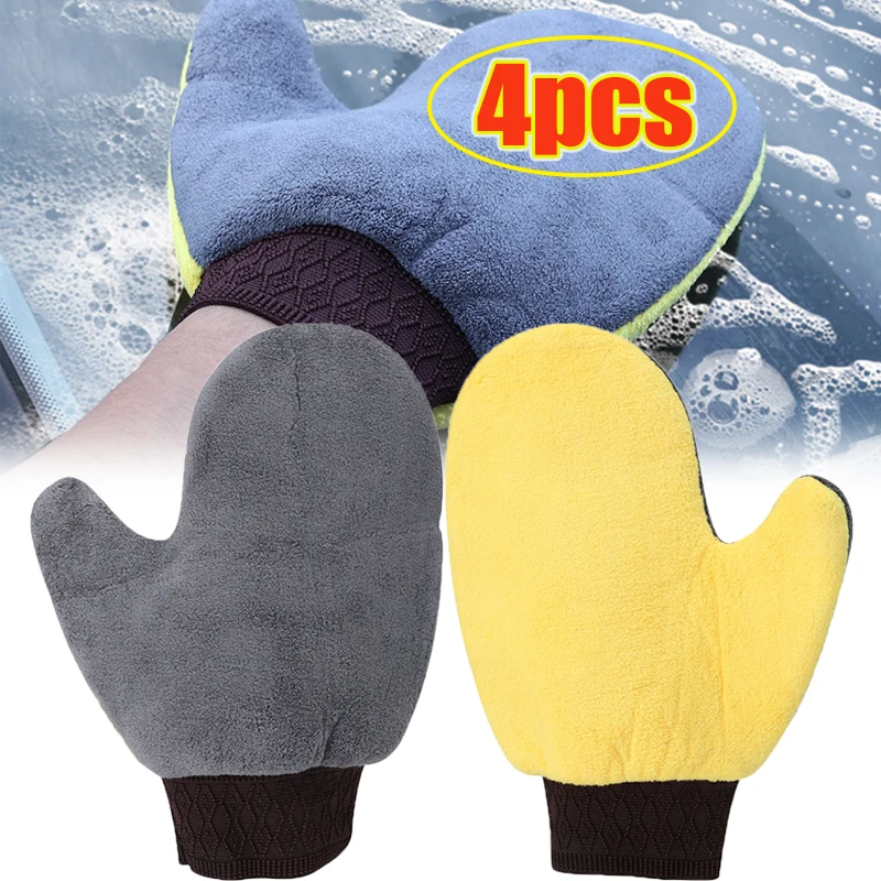 

Microfiber Coral Fleece Car Wash Gloves Cars Care Detail Brush Cleaning Double Sided Gloves Auto Cleaning Care Accessories