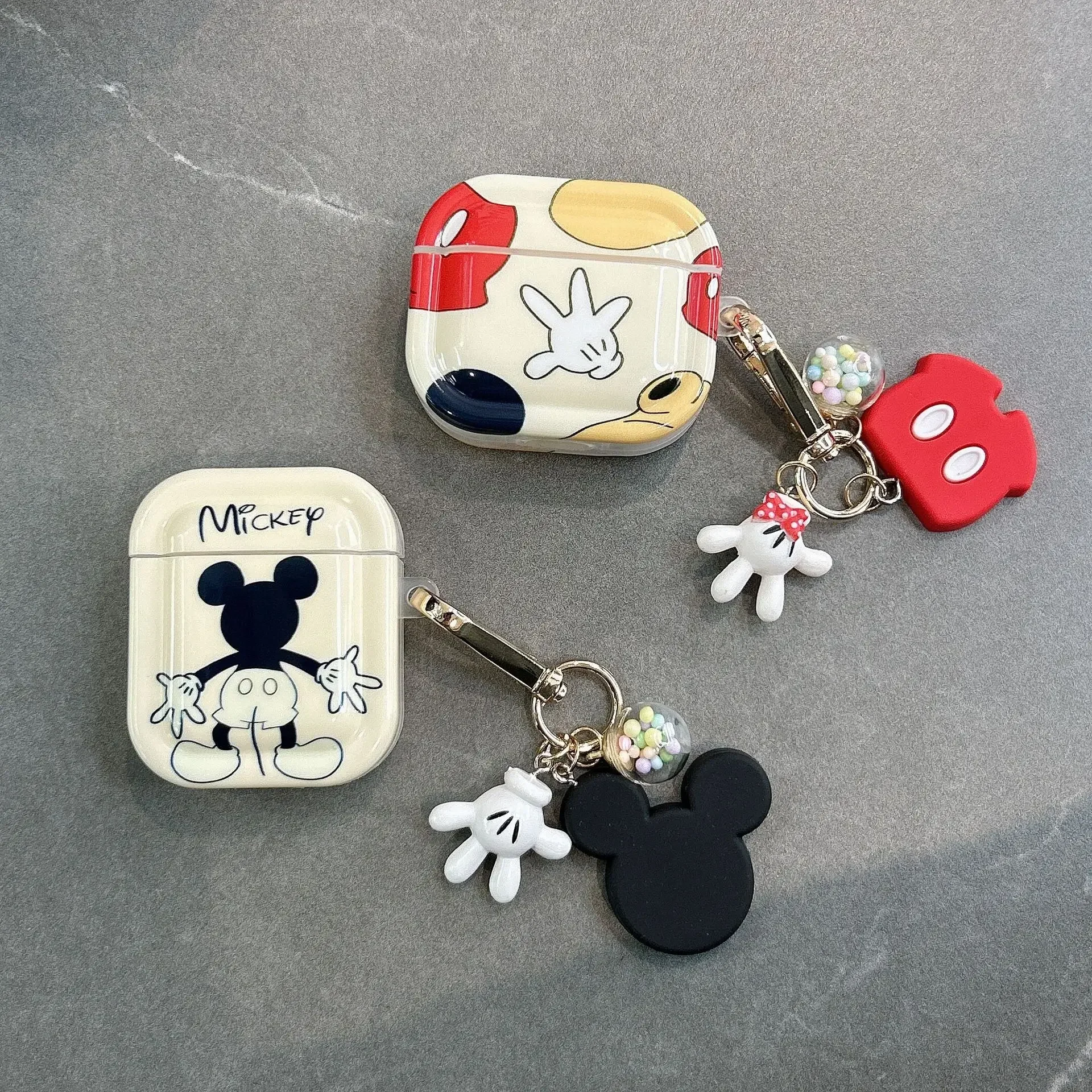 Cartoon Mickey Minnie Air Pod Case For Wireless Earphone For Airpods 1 2 Airpods3 For Airpods Pro 2 Headphone Bags With Keyring