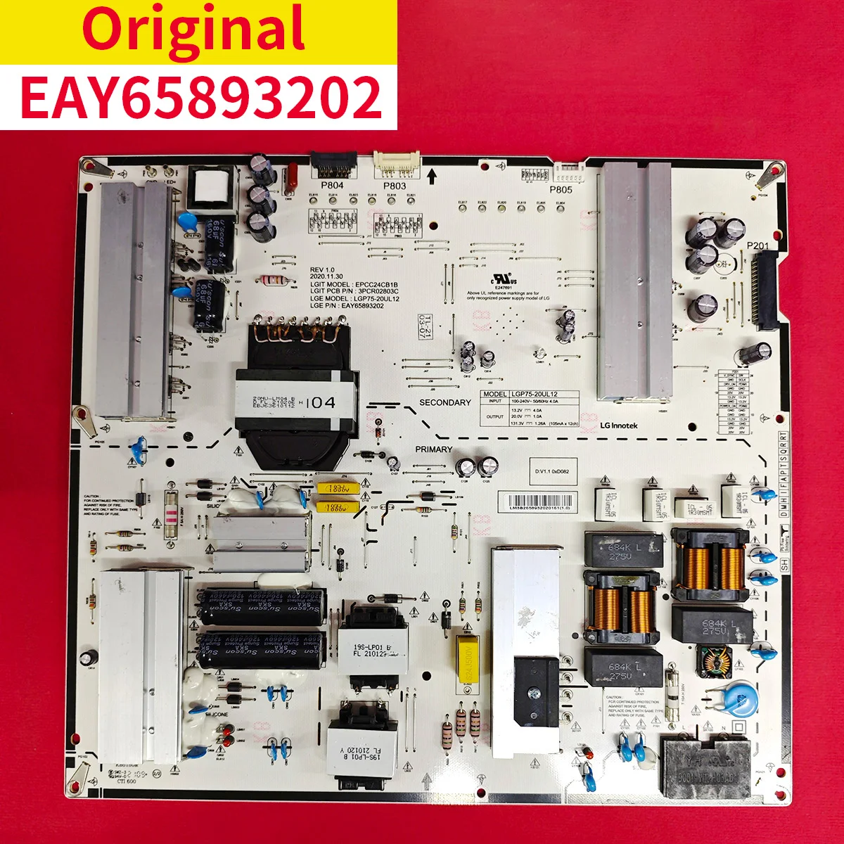 

Оригинальная плата питания EAY65893202 LGP75-20UL12 3PCR02803C EPCC24CB1B