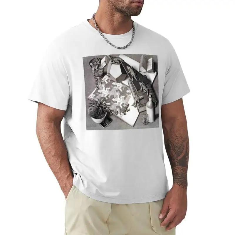 Escher T-Shirt Anime t-shirt boys animal print shirt plain t shirts men black men summer teeshirt