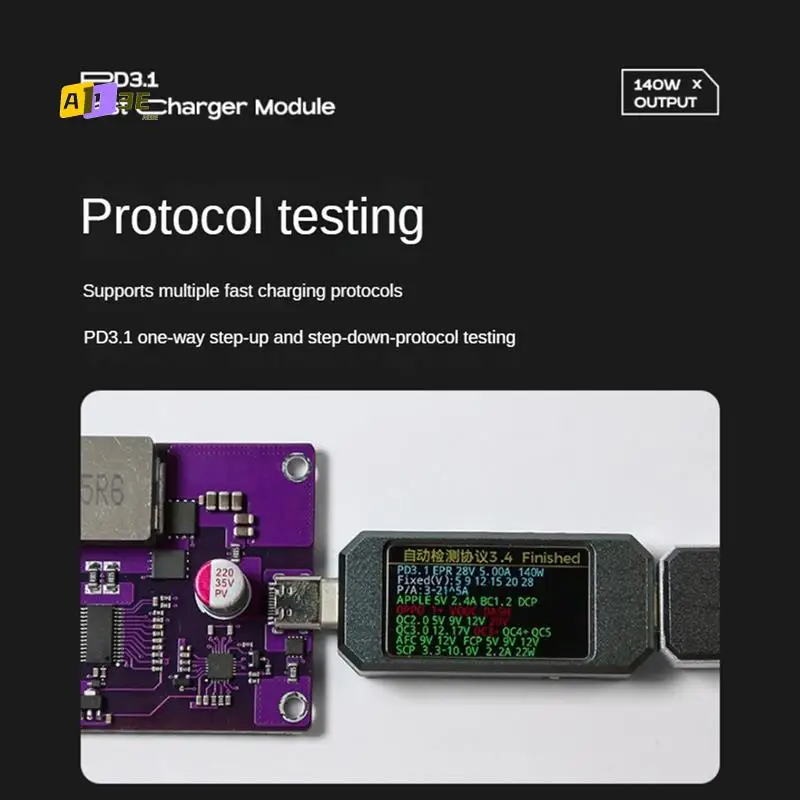 

A13E-140W Fast Charging Desktop Charger 12-32V Buck-Boost DC5.5X2.5Mm To PD3.1 Conversion Module Type-C Output High Power