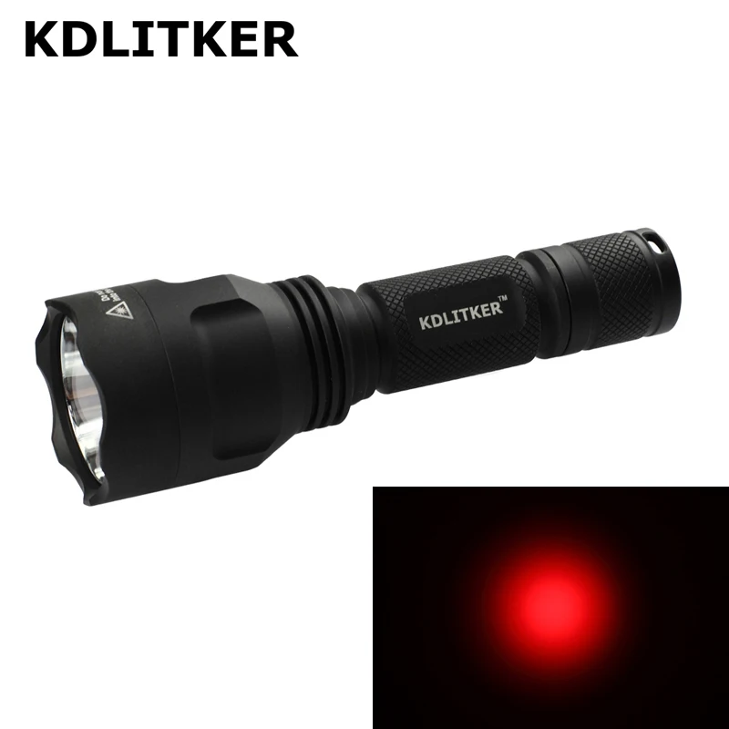 kdlitker lanterna led vermelha para acampar e cacar xp e2 c8 color xp e2 320 lumens 650 nm 660nm 730nm 18650 01