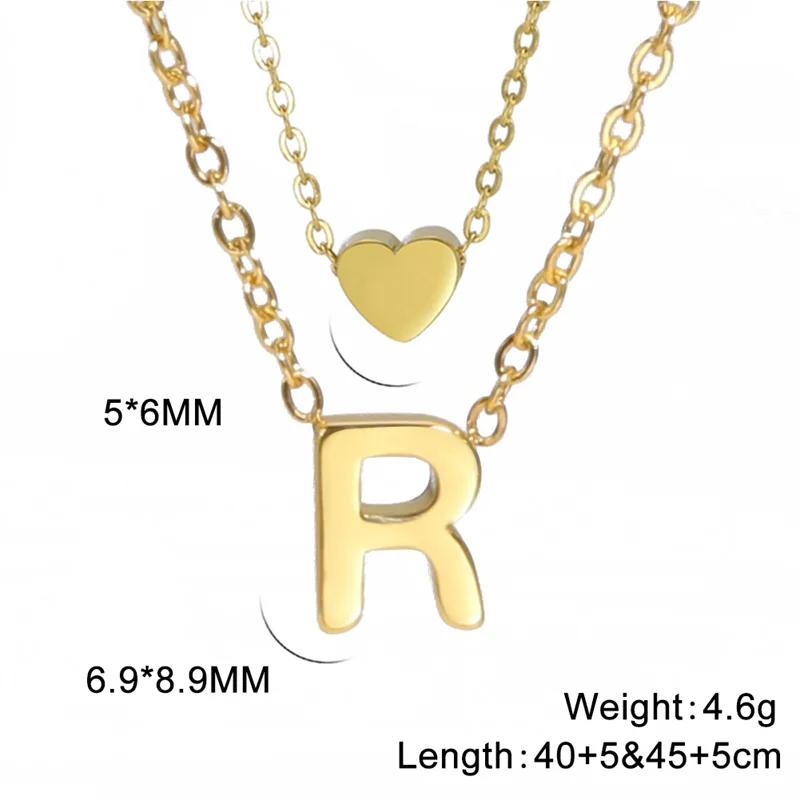 Mode Tiny Herz Initial Halskette Gold Silber Farbe Multilayer Brief Choker Halskette Für Frauen Charme Anhänger Schmuck Geschenk – Detail 38