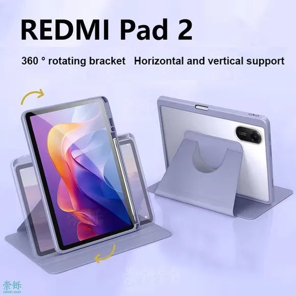 

720 ° Вращающийся акриловый чехол для Redmi Pad2 11 дюймов 2025 SE 11 8,7 MiPad 7 7Pro 11,2 5 5Pro 6 6Pro 11 дюймов 2024 с слотом для ручки
