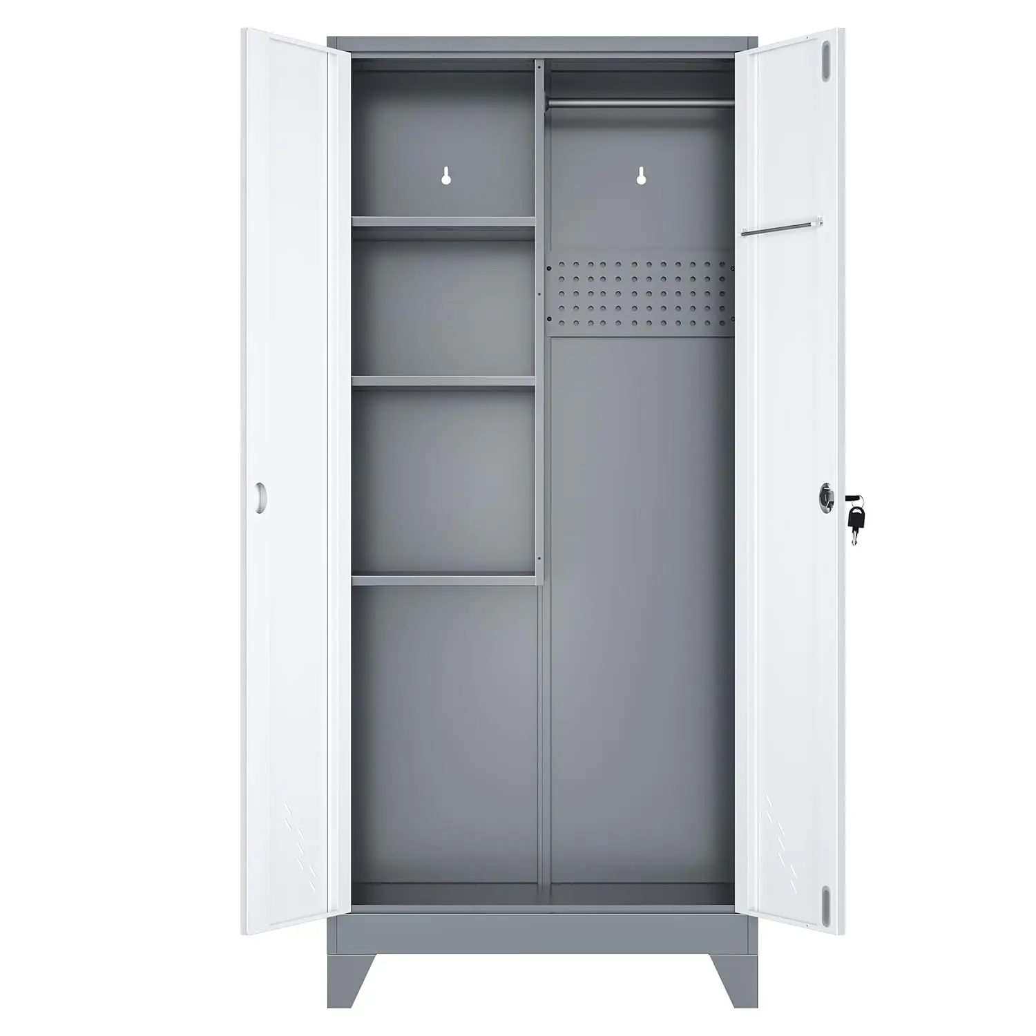 

61" Broom Closet Storage Cabinet, Metal Storage Cabinet with Doors, Utility Cabinets for Brooms and Mops, Cleaning, Customized