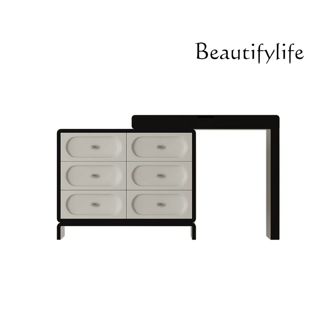 

Cream Style Dressing Table Storage Cabinet Integrated Modern Black and White Dressing Table Bedroom Workbench Computer Desk