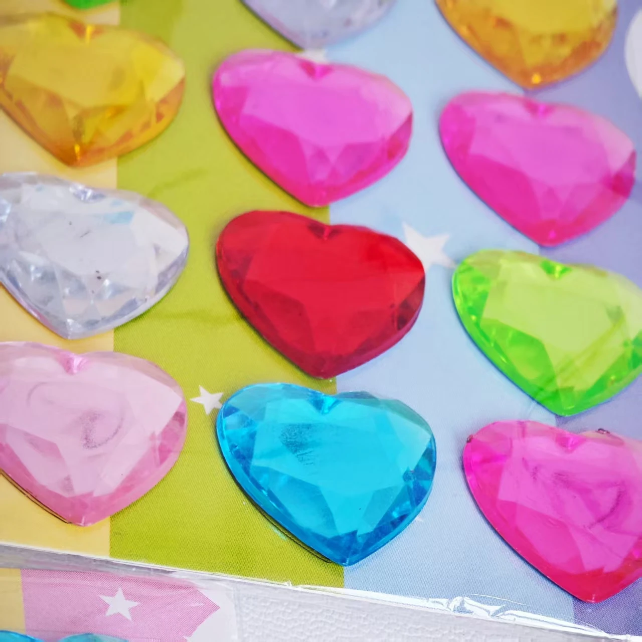 196 pieces of 7 18MM large heart-shaped diamonds, 18MM large heart-shaped diamond stickers, cute heart-shaped stickers, three-di