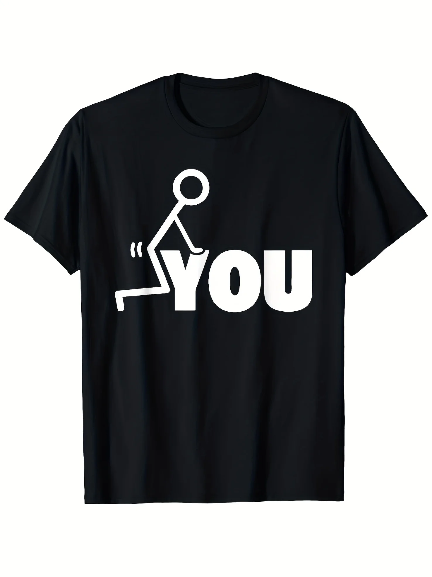 남성용 재미있는 YOU 그래픽 코튼 티셔츠 - 직설적인 YOU 텍스트 및 인형 디자인 - 부드러운 100% 면