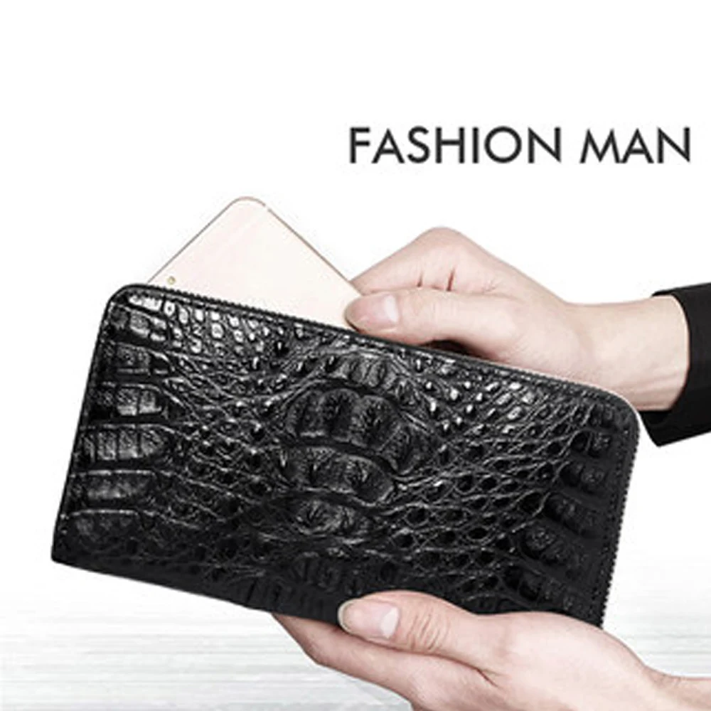 KEXIMA kadilaier new arrival crocodile  Men clutch bag  multi-function  business  leisure  long  zipper  Hand bag men wallet