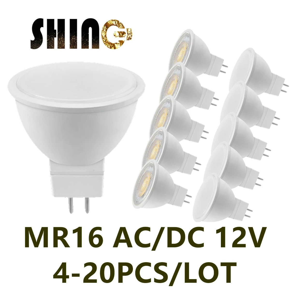 4-20 шт. светодиодных прожекторных ламп MR16 AC/DC 12V GU5.3 низкого давления 3 Вт 5 Вт 6 Вт 7 Вт с углом освещения 120 градусов 38 градусов для кабинета, кухни и дома