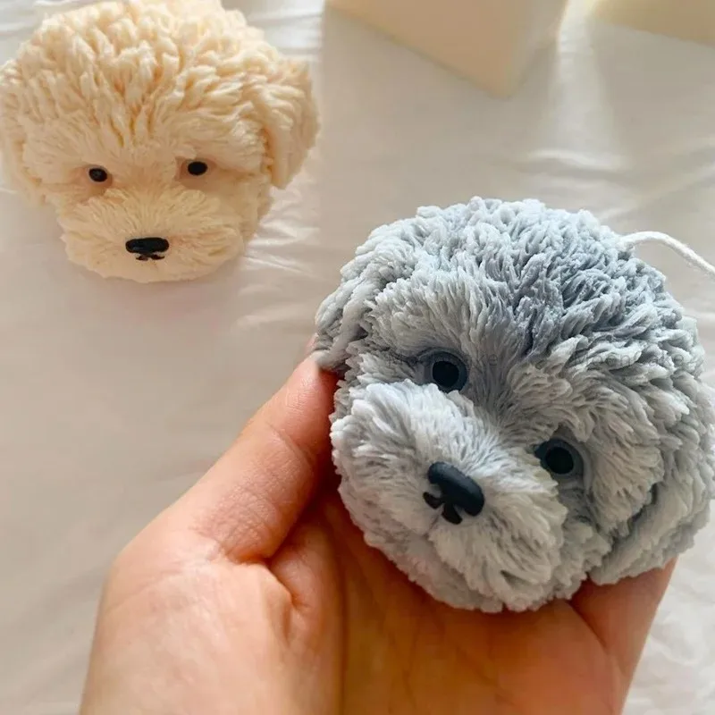 3D Teddy Dog Head Candle Silicone Mold DIY New Poodle Crafts Plaster Decoration Resin Soap Making Tool Handmade Candle Molds Kit