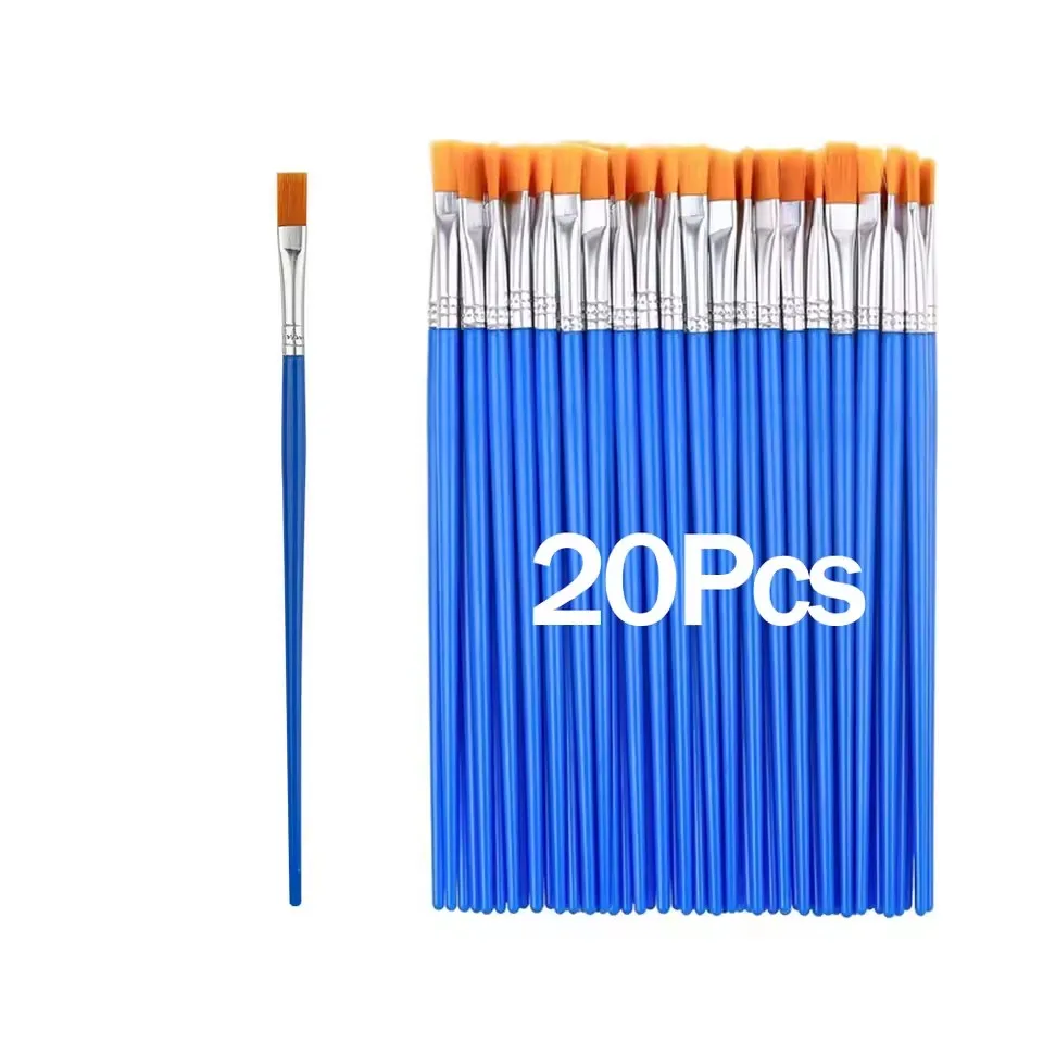20–200 Stück künstlerische runde, flache Malpinsel aus Nylonhaar, geeignet für Ölmalerei, Acryl, Aquarell, Kinder/Künstler/Be – Detail 8