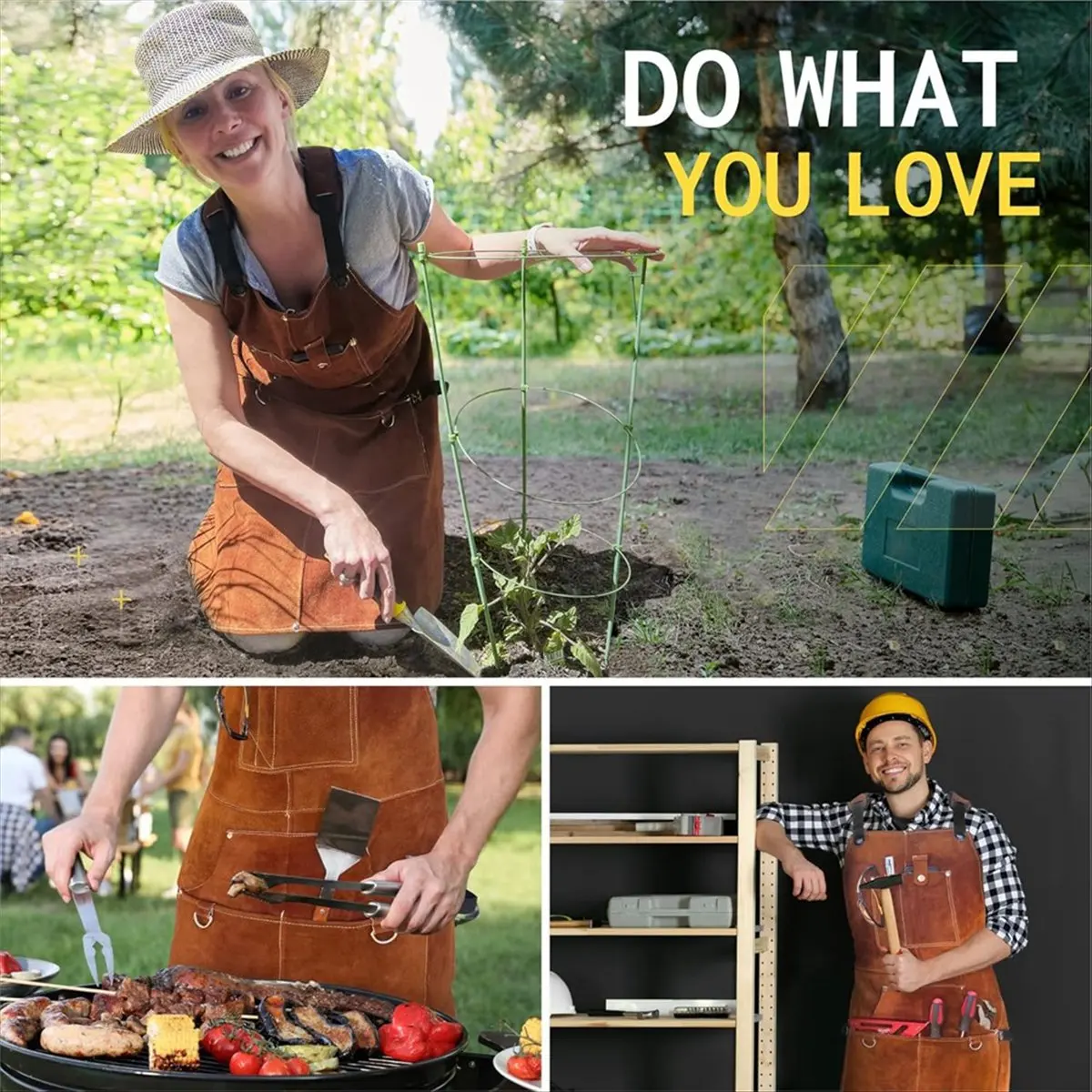 Workshop Apron with Tool Pocket, Men'S Heavy Duty Wooden Work Apron for Blacksmith, Woodworker M-XXL-ABFB