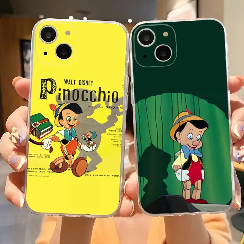 Disney Pinocchio Phone Case Transparent For Iphone 15 14 Pro Max 11 12 Pro 13 Mini 7 8 Plus X XR XS SE Back Covers