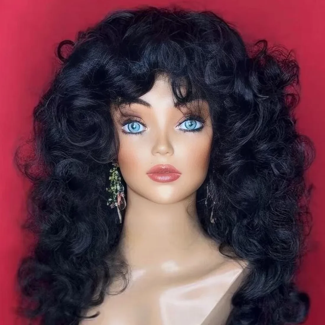 synthetic hair SZA DONNA SUMMER Wig: Disco Wig, 1970s 1980s  Wig, Costume Wig, Drag Queen with bangs Wig