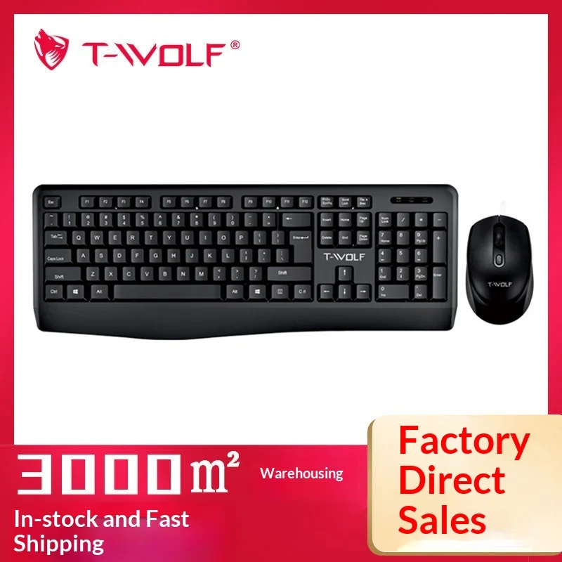 

Беспроводная клавиатура и мышь T-Wolf Tf100, 2,4 ГГц, USB-приемник, автоматический режим сна, для офиса, бизнеса, дома, ноутбуков, настольных ПК