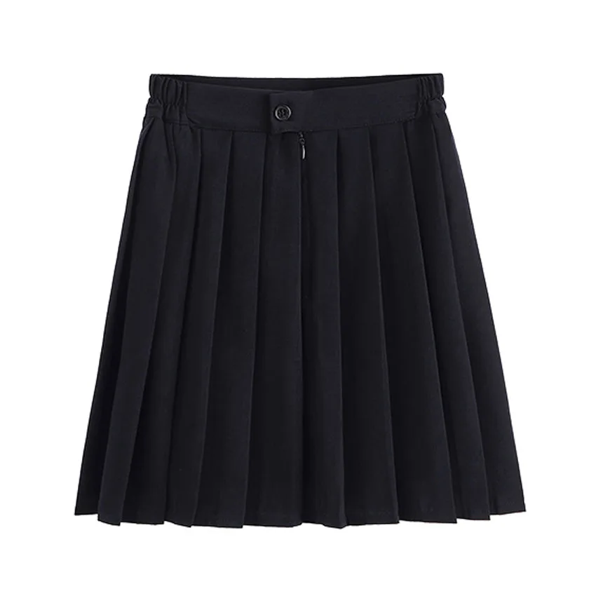 Japanese School Uniforms for Girls Solid Color Pleated Suit Black Grey High School Student Girls Academy Style Bottoms