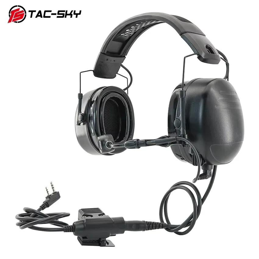 Headset Pelindung Pendengaran Peredam Kebisingan Fisik TS TAC-SKY dengan PTT Taktis U94 untuk Ken Baofeng
