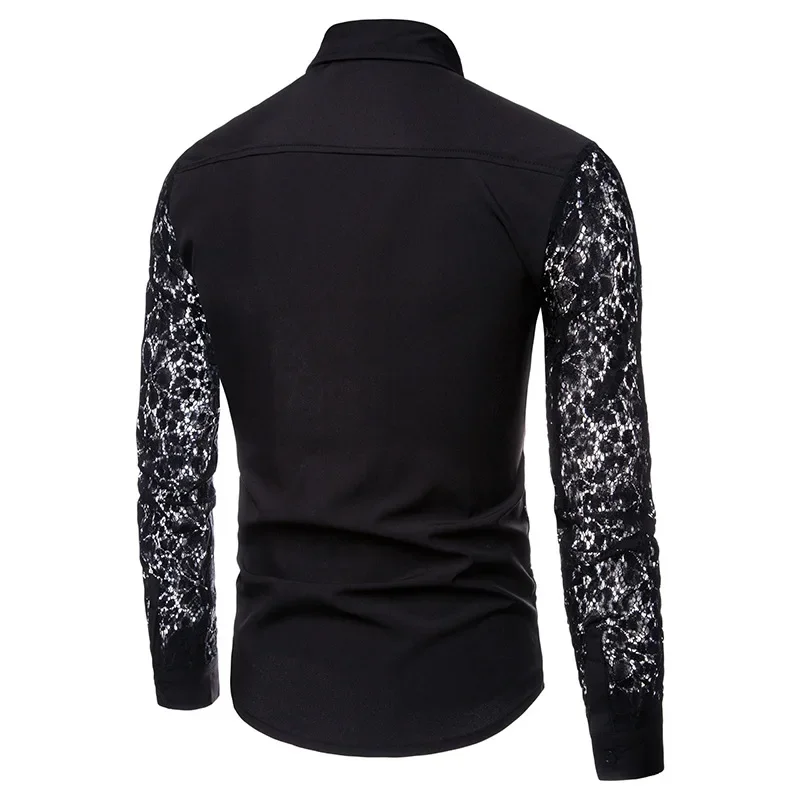 Spring and Autumn Cross Border Foreign Trade Fashion Solid Color Design Shirt Men\'s Long Sleeve Polo Neck Shirt