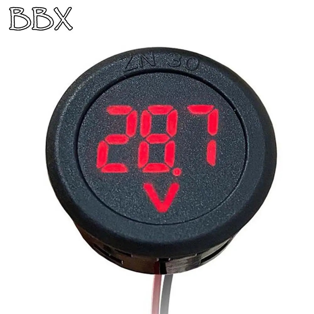 

5-100V DC Digital Voltmeter Display LED Digital Display Round 2-Wire Voltmeter Tester Monitor Panel