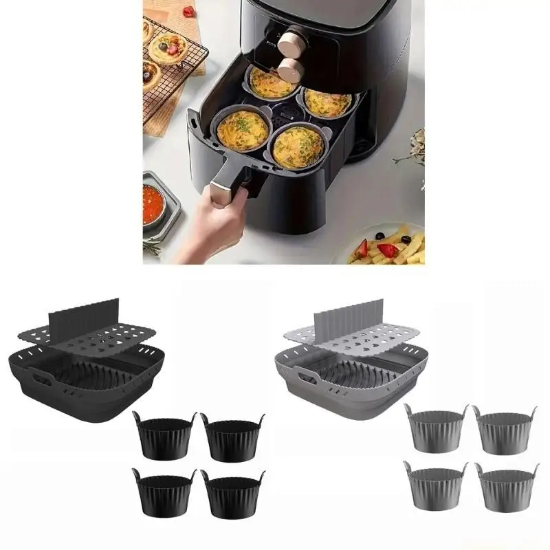 

D0AB Силиконовые вкладыши для аэрофритюрницМногоразовые вкладыши для аэрофритюрниц Силиконовые кастрюли Вкладыш для духовки для