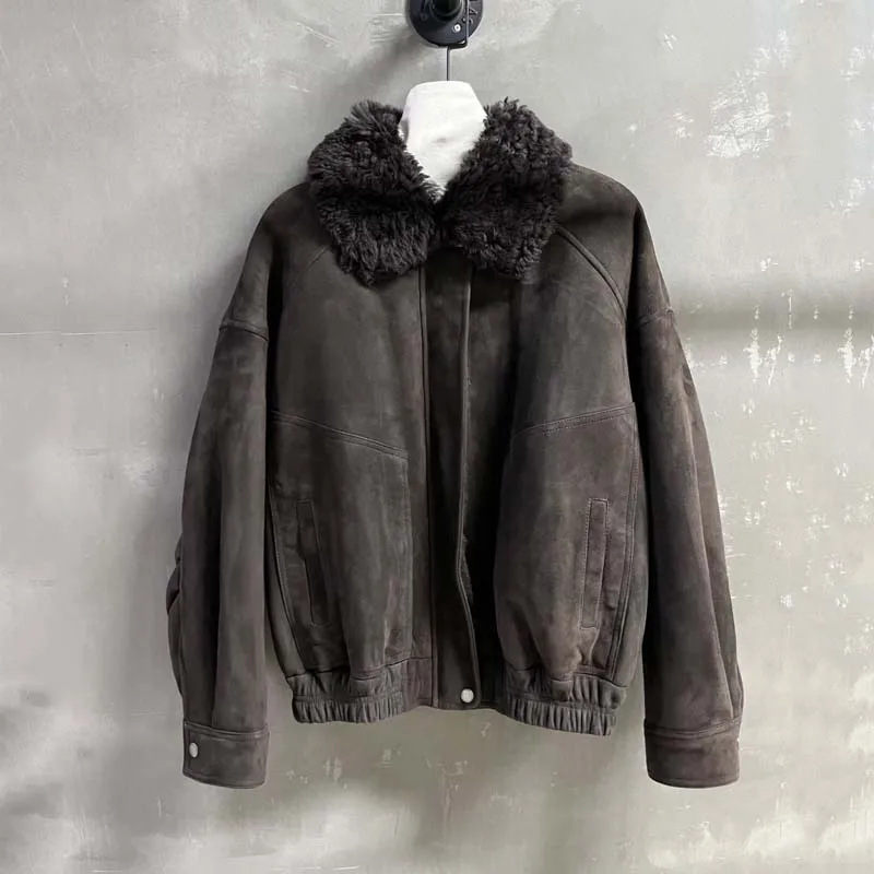 معطف فرو الأغنام الطبيعي الحقيقي شتاء للنساء 2025 موضة جديدة قصيرة الطول سميكة دافئة استيراد جلد الغزال التركي #6