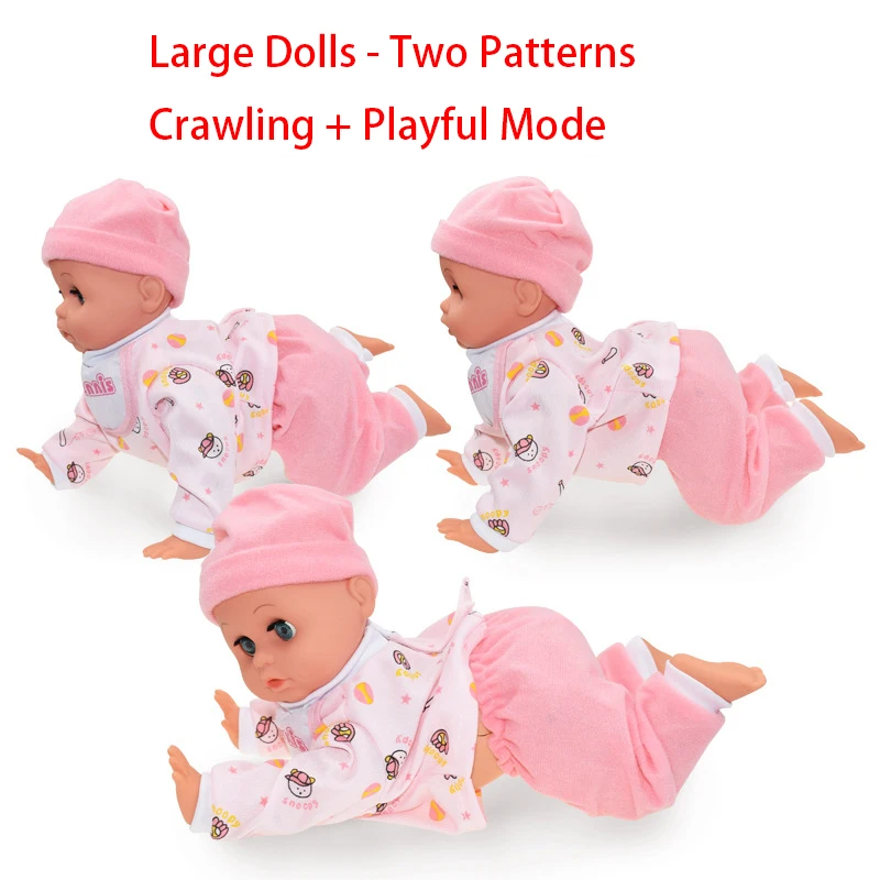 Kids Puzzle Electric Crawling Doll Toy Model Cute Reborn Doll Baby Interactive Electric With Light Sound Twisted Butt Toy Gifts