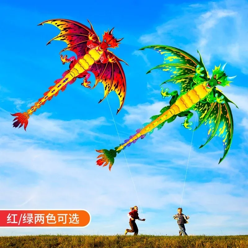 Green Dinosaur Kite Wing Dragon Triangle Pilot Kite Outdoor Flying Parent Child Sports Pipa Professional Kites Cometa Gigante