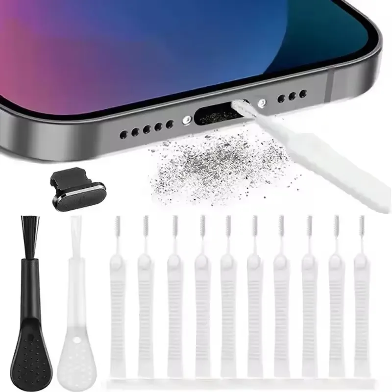 

Mobile Phone Charging Port Dust Plug Removal Cleaner Kit For IPhone Samsung Xiaomi Universal Phones Dustproof Cleaning Brush