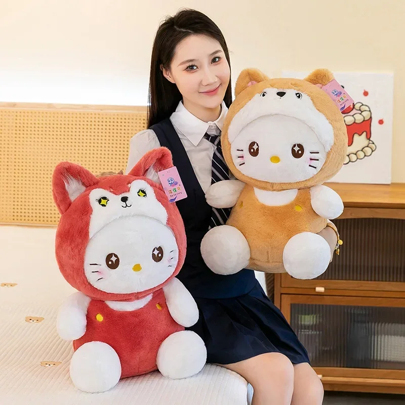 Sanrio hello kitty anime brinquedo de pelúcia dos desenhos animados bonito pelúcia brinquedos plushies kawaii lance travesseiro bonecas presentes aniversário para meninas