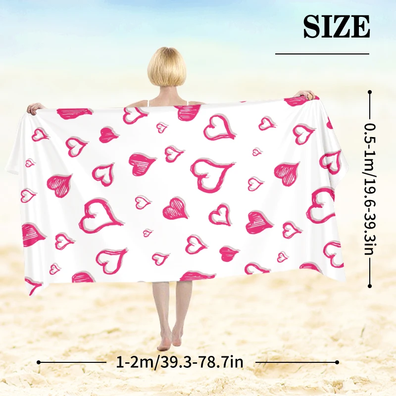 منشفة شاطئ على شكل قلب وردي من ديزني كارتون ألياف دقيقة للغاية خفيفة الوزن وسريعة - جافة لمتعة الشاطئ والسفر والسباحة وسهلة التخزين