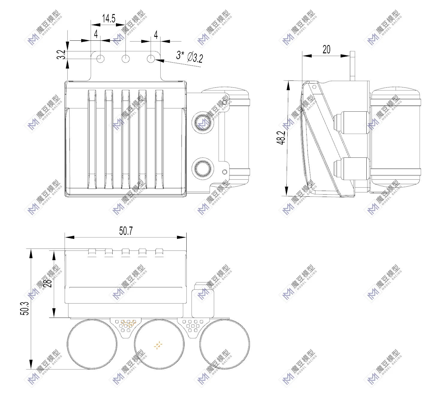 1/14 For MAN Dedicated Metal Simulated Battery Box, Can Hold Servos, Decorative Accessory, Aluminum Alloy MD Model