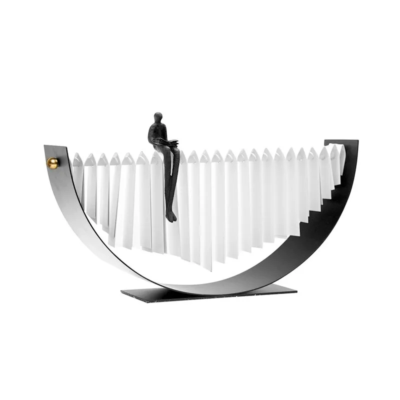 Nordic light luxury metal creative figure modeling artwork decoration, lonely little black entrance TV cabinet ornament