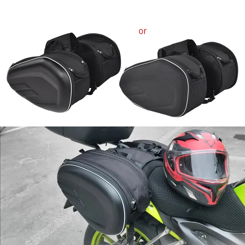 

Newest Motorcycle Suitcase Saddlebags + One Pair of Rain cover+Plastics Waterproof Racing Race Moto Helmet Travel Bags