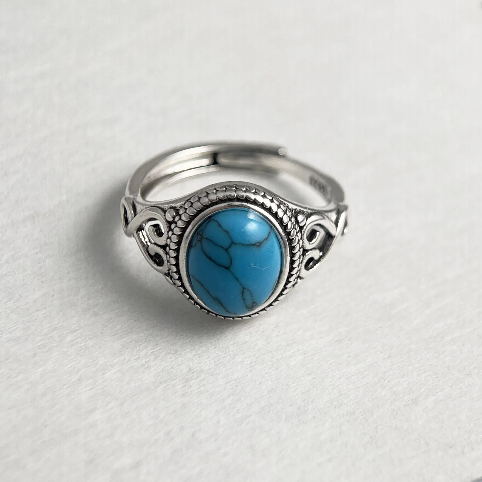 Couple's Minimalist Blue Stone 925 Sterling Silver Ring