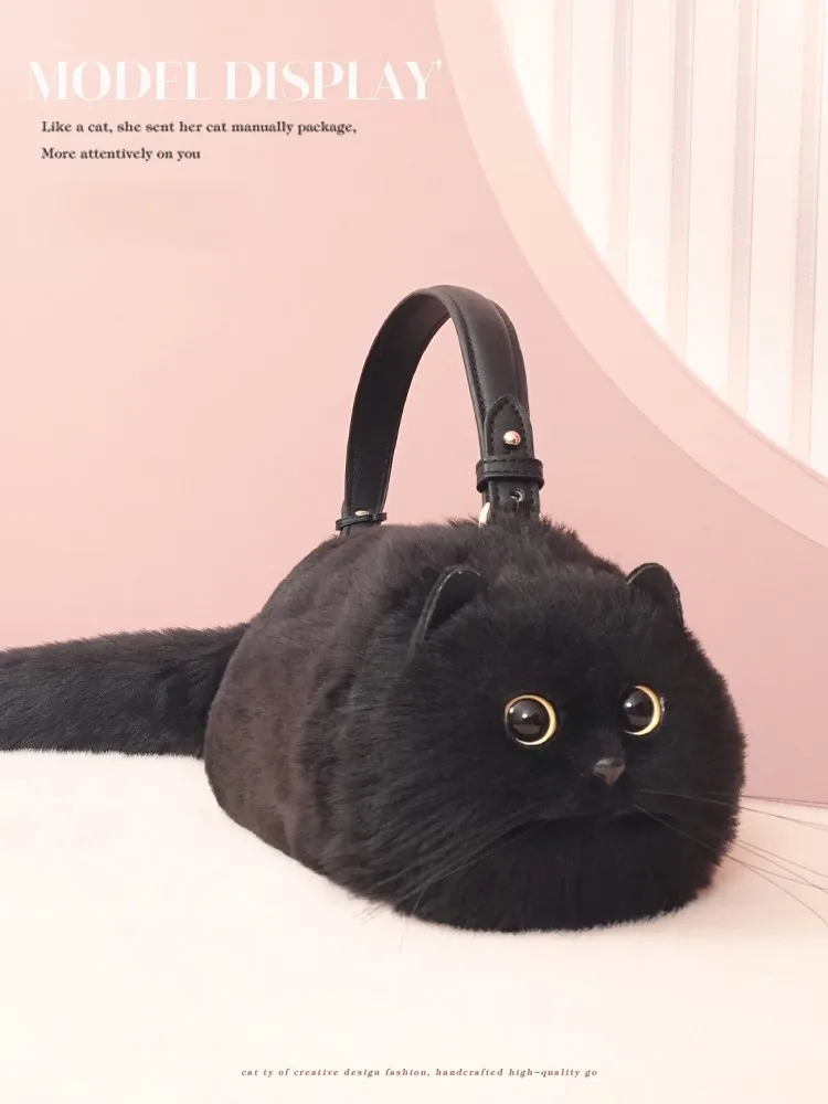 Cat Bag Replica Bag Small Crossbody Bag Cute and Versatile Handmade Plush Cat Bag Cat Carrying Supplies