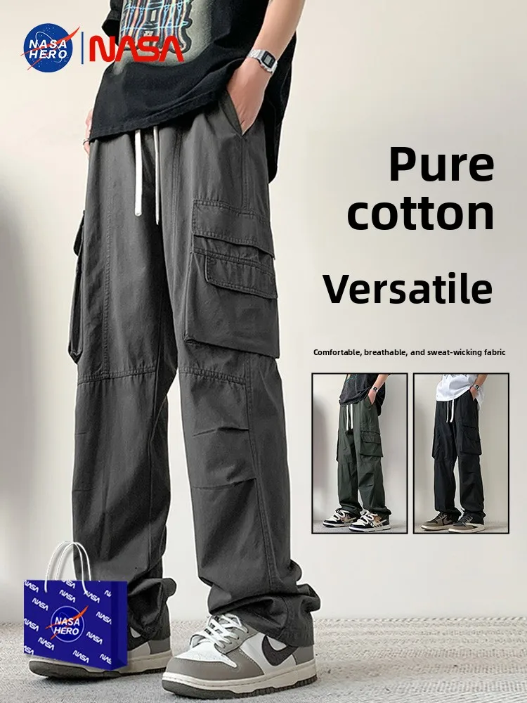 

Pure Cotton Workwear Trousers Men's American Sle Spring Autumn Casual Loose Faion Straight Leg Sport Leisure Long Pants