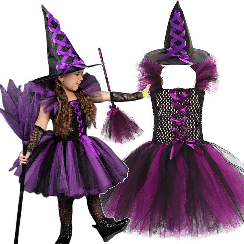 Kinder Halloween Hexen kleid Halloween Kostüm Mädchen Hexe Cosplay Kostüm Kinder Hexen kleid Kinder Halloween Party Kleidung